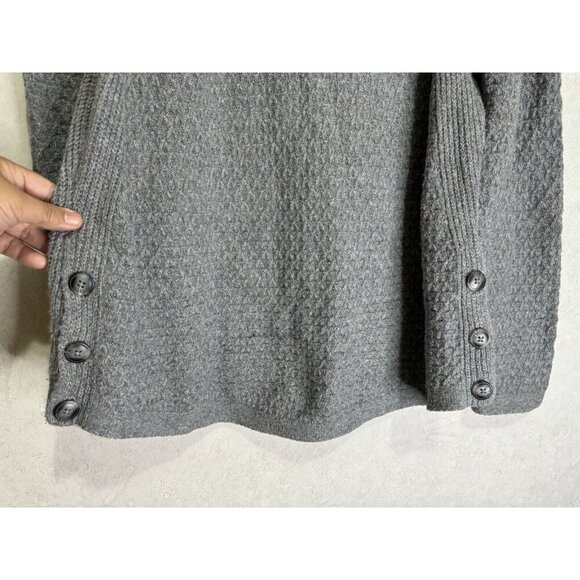 J. JILL Gray Long Sleeve Round Neck Pullover Sweater Side Buttons Capsule SMALL - Picture 7 of 9